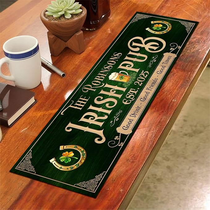 THUYPT Personalized Irish Bar Mat Dish Drying Mat for Irish Pub St Patrick's Day Decor Bar Shamrock Spill Mat Kitchen Counter Accessories Home Bar Decor St Patrick's Day (07)