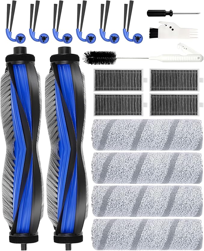 X11 OmniCyclone Accessories Kit for Ecovacs Deebot X11 OmniCyclone/X11 Pro Omni/T80S Omni/Yeedi S16 Plus Robot Vacuum Deebot x11 Replacement Parts:2 Main Brush 4 Roller Mop 6 Side Brush 4 Filter