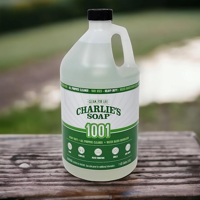 Charlie's Soap 1001 Cleaner - Heavy Duty Biodegradable Concentrated All Purpose Water Based Degreaser (1 Gallon 1 Pack) - Safe Residential Commercial &amp Janitorial Cleaner