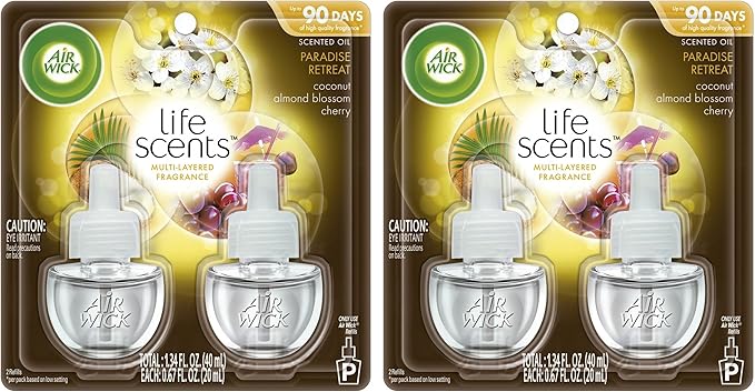 Air Wick Scented Oil Refills - Life Scents - Paradise Retreat - 2 Count Oil Refills Per Package - Pack of 2 Packages