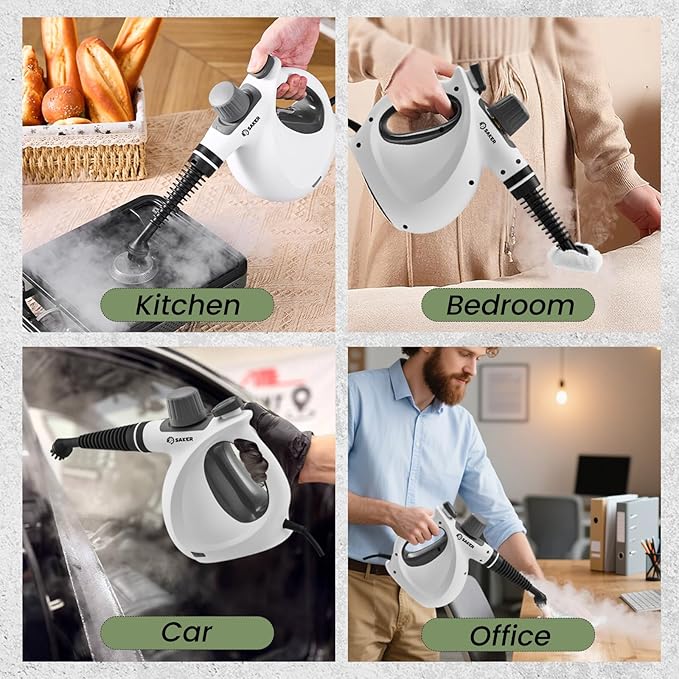 Saker Pressurized Handheld Steam CleanerSteam Disinfection CleanerPortable Steam Cleaner for Home1050W Steam CleanerQuick Heating &amp Deep Cleaning of Floors Cars and Kitchen with 5 Fiber Clot