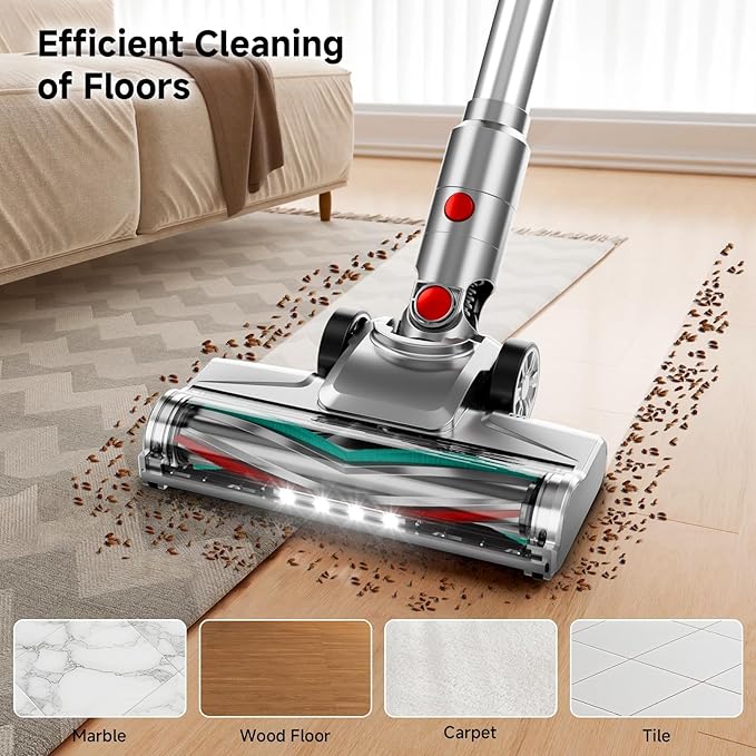 Cordless Vacuum Cleaner for Home Powerful Stick Vacuum Cleaner with Rechargeable Battery 6 in 1 Lightweight Handheld Vacuum 45 Mins Runtime Cordless Vacuum for Hardfloor Carpets Pet Hair (green)
