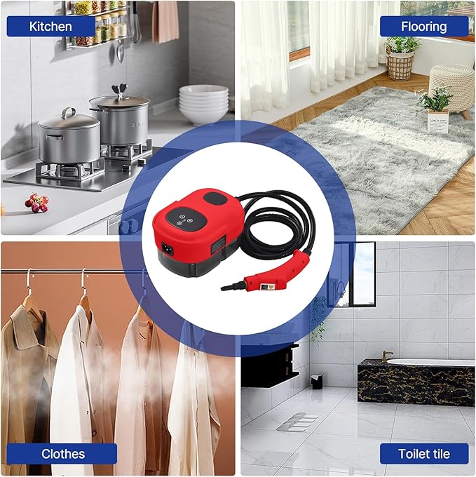 Pressurized Handheld Multi-Surface Steam Cleaner with 8pcs Accessories Smart Touch Screen 6 Levels Adjustable DeepSteamer with Portable Handle for Clothes Car Glass Window Kitchen