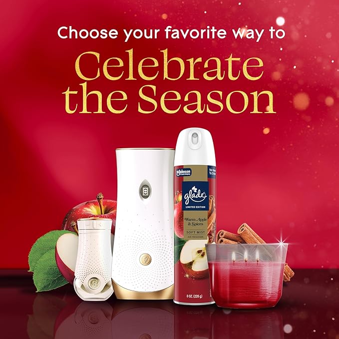 Glade PlugIns Refills Air Freshener Warm Apple &amp Spices Scented and Essential Oils for Home and Bathroom 0.67 Fl Oz 10 Count