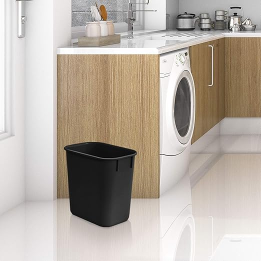 Acrimet Wastebasket Deskside Bin 3.25 Gallon/13 Quart/12 Liter (Plastic) (Black Color) (Set of 8)