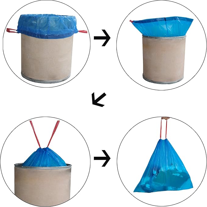 Fiaze 13 Gallon Drawstring Trash Bags 200 Counts (Blue)