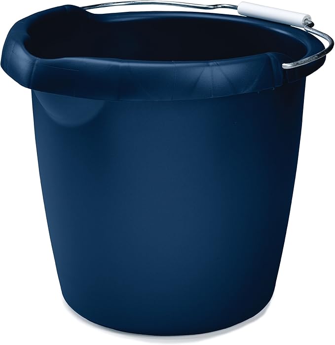 Rubbermaid Commercial Products 15QT Round Bucket Blue Comfortable/Durable Pour Handle Sturdy Pail Bucket for Household Cleaning/Mopping
