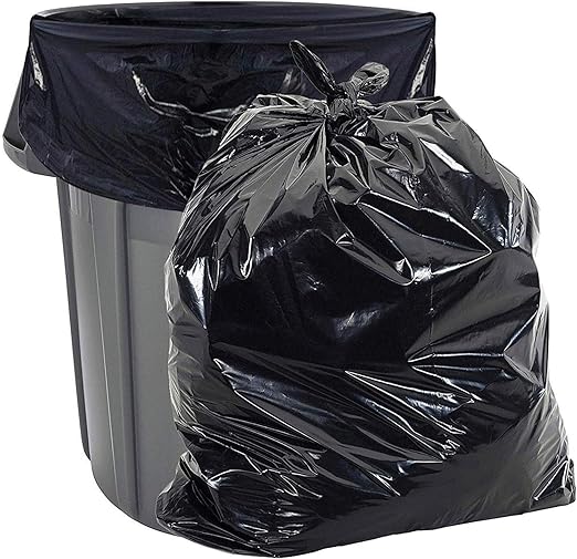 Aluf Plastics Gallon Size 55-60 Typically 40 x 55 1.8 MIL Black Heavy Duty Garbage Trash Bags - Pack of 100 - For Contractor Industrial Institutional &amp Commercial