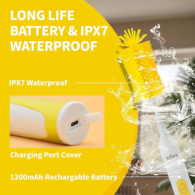 Electric Bottle Brush Cleaner Portable Electric Baby Bottle Brush Cleaner for Travel Rechargable Travel Bottle Cleaner Kit with Nipple &amp Straw Brush Perfect Mom Essentials After Birth Gift Yel
