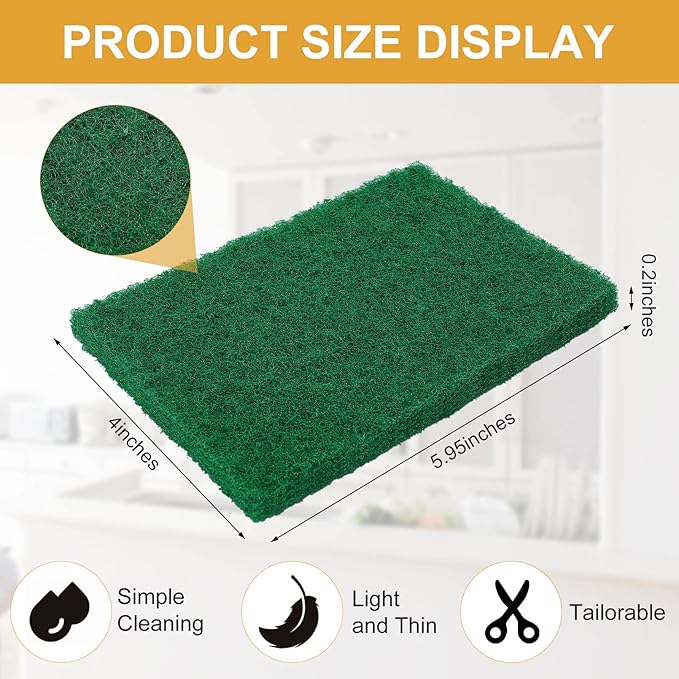 100 Pcs Scouring PadsHeavy Duty Scour Pads4 x 5.95 inch Reusable Green Scrub Pads for Metal Grills &amp Kitchen ScrubbersNon-Scratch Scrubbing Pads for Household Kitchen Dishes Sink Bathtub