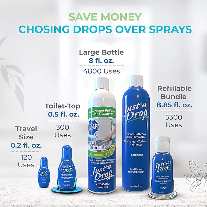 Prelam Just a Drop Odor Eliminator Set - Before You Go Toilet Freshener - Deodorizer Odor Eliminator - Toilet Bowl Freshener for Poop - 3 pc