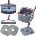 Heavy Duty Square Spin Mop for Floor Cleaning Separate Compartment for Clean and Dirty Water Use Any Cleaning Solution Self Cleaning Machine Washable Pads