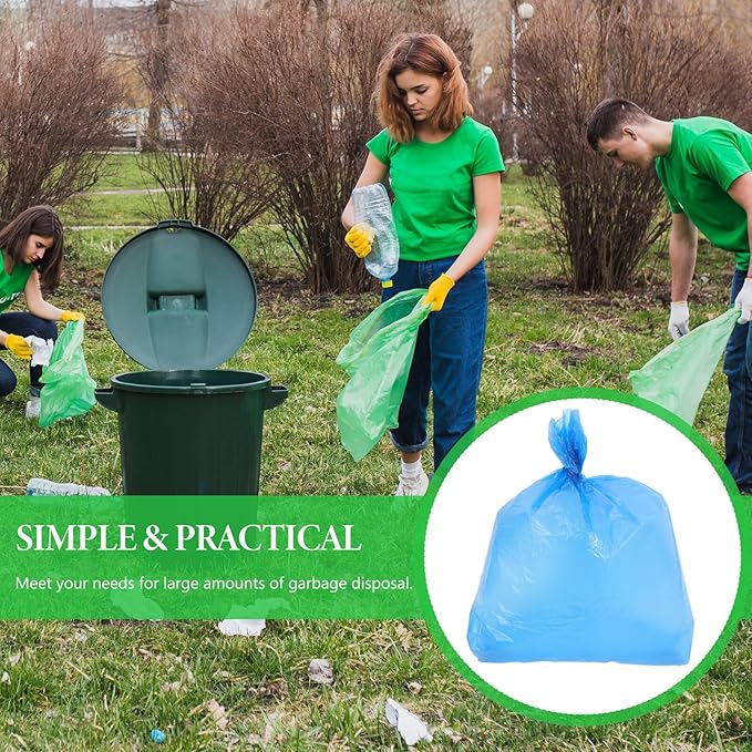 Tear-resistant Large Plastic Trash Bags 50pcs Blue 80x100cm Thickened Garbage Bags for Sanitation Hotels Restaurants Schools Heavy-duty Waste Disposal