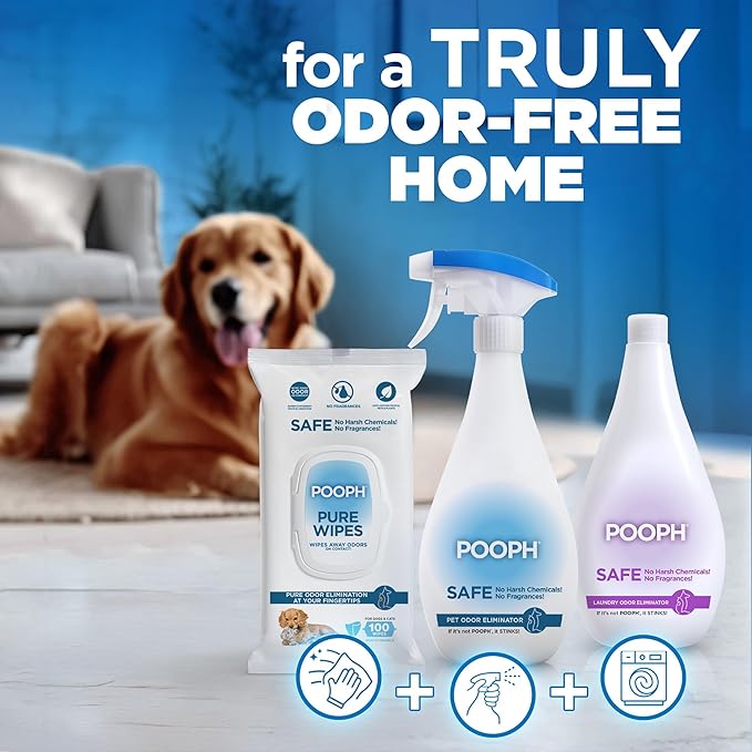 Pooph Pet Odor Eliminator 32oz - Eliminates Odors at the Molecular Level Dogs Cats Freshener Eliminator Urine Poop Pee Deodorizer Natures Puppy Fresh Clean Furniture Potty