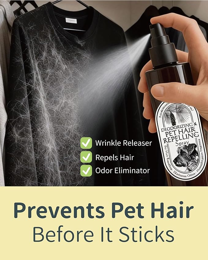 FurGone by Seedshub Pet Hair Repelling Spray Odor Neutralizer | Anti-Static Wrinkle Release Pet-Friendly Botanical Sprays for Clothing and More Pine Nut Scent Up to 2800 Sprays 6.76oz (2 Pack)