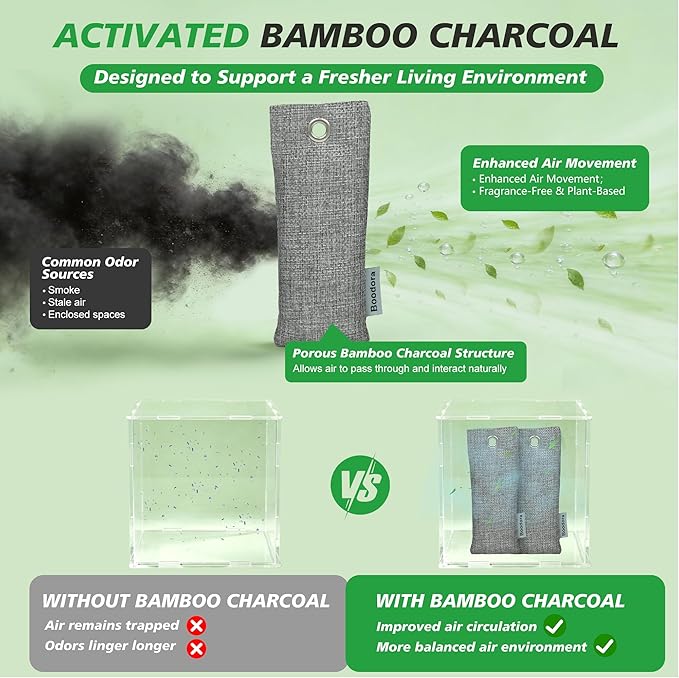 Activated Charcoal Bags Air Purifying 20 Pack Bamboo Charcoal Odor Absorber for Shoes Closet Drawer Car 50g Gray Natural Odor Neutralizer Moisture Absorber Reusable up to 2 Years