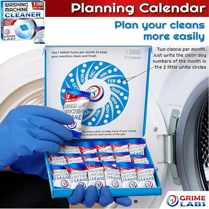 Washing Machine &amp Dishwasher Cleaner Tablets Bundle – 12-Month Supply | Deep Cleaning &amp Deodorizing Tablets for Dishwashers &amp Washing Machines | 48-Tablet Set – Value Pack