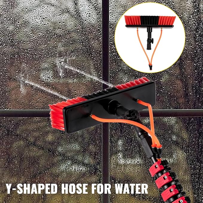 Telescopic Water Fed Pole Brush - Ultimate Kit for Window Cleaning Solar Panels &amp Conservatory Roof - Extendable Cleaner with Water Fed Pole &amp Window Cleaning Brush