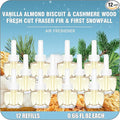 Plug In Air Freshener Refills 12ct Vanilla Almond Biscuit Cashmere Wood Fresh Cut Fraser Fir &amp First Snowfall – Wall Plug In Refill for Home –Compatible with Air Wick &amp Glade Not for Glad
