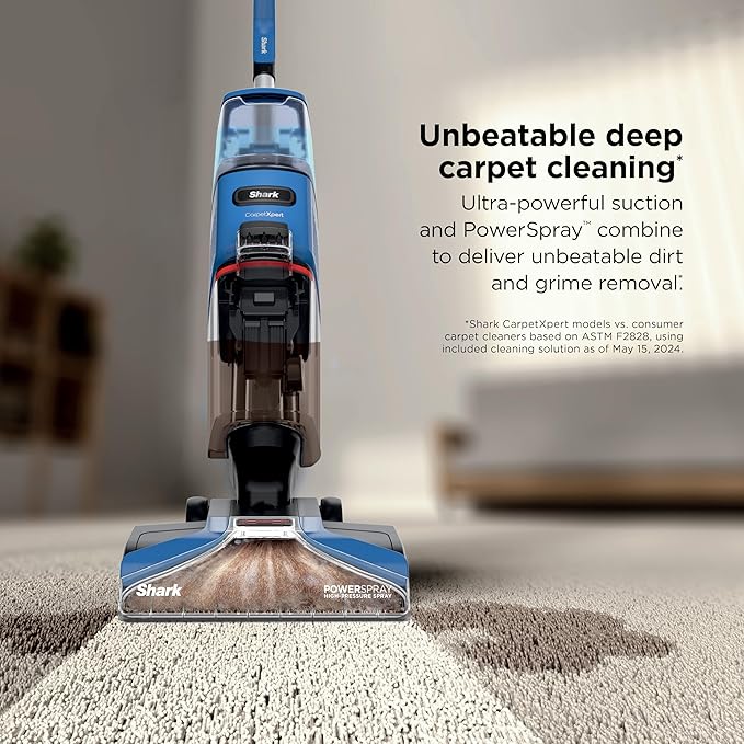 Shark CarpetXpert Upright Carpet &amp Area Rug Cleaner Perfect for Pets Lightweight &amp Powerful Dirt Grime &amp Odor Removal Carpet Shampooer Cleaning Solution Blue EX121BRN