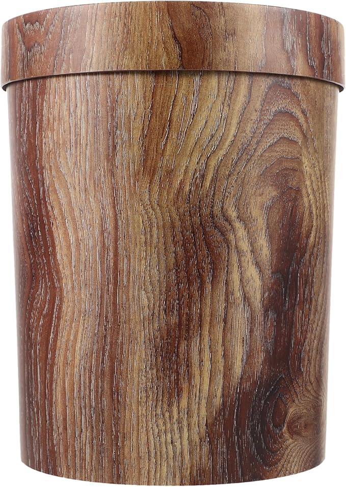 Homoyoyo Wooden Wastebasket Trash Can Vintage Retro Simulation Wood Garbage Bin Container Bin Farmhouse Style Trash Can for Home Office 31. 5x25cm