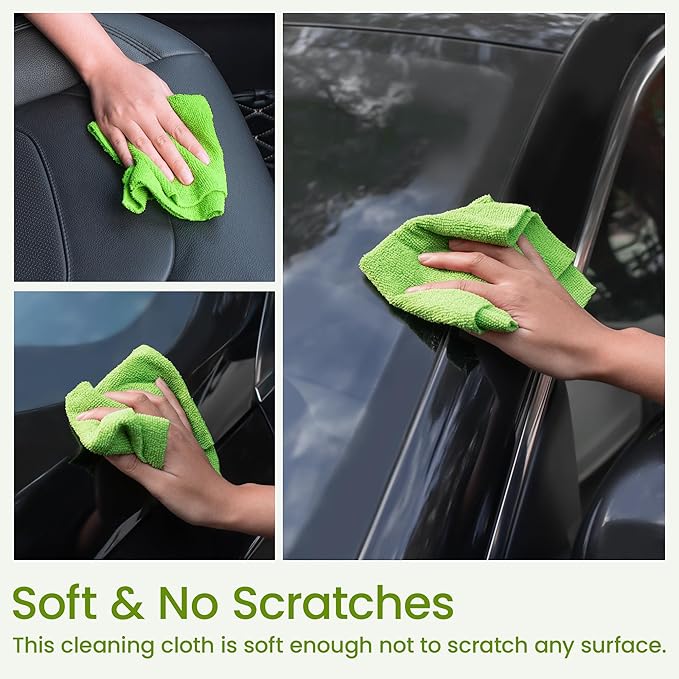 Greenfound Microfiber Cleaning Cloth Roll -80 Pack 11.5x11.5 Tear Away Towels Reusable and Washable Rags Green