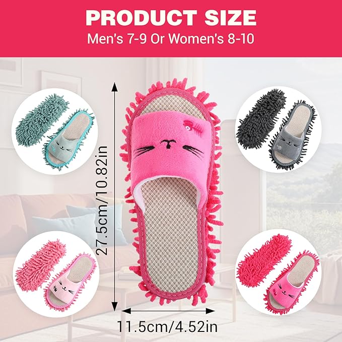 4 Pairs Washable Mop Slippers for Floor Cleaning Microfiber Slippers Floor Cleaning Mop Shoes Anti-Slip Detachable Funny Clean Dusting Slipper for Women Home Office Kitchen Floors Dust Dirt