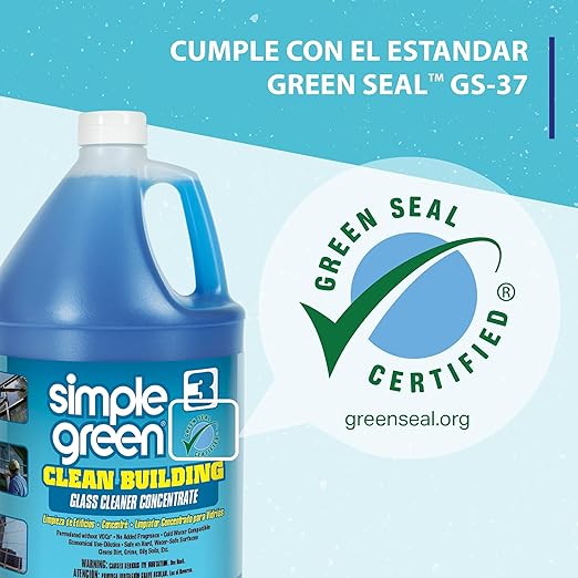 Simple Green 11301 Clean Building Glass Cleaner Concentrate Unscented 1gal Bottle (Case of 2)