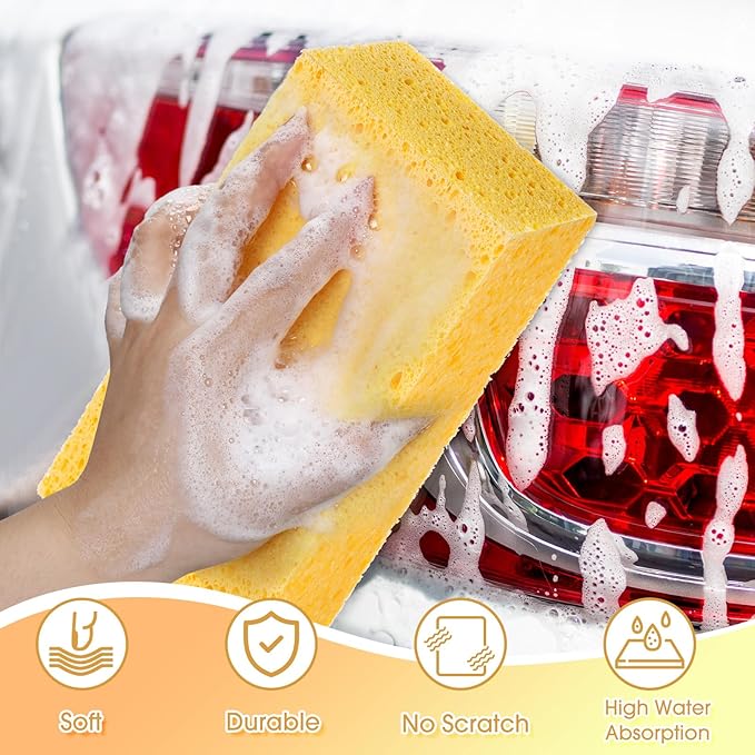 Mimorou 10 Pcs Large Sponge Bulk 7.9 x 3.9 x 2.4 Inch Grouting Car Washing Sponge for Thick Cleaning and Dish Washing