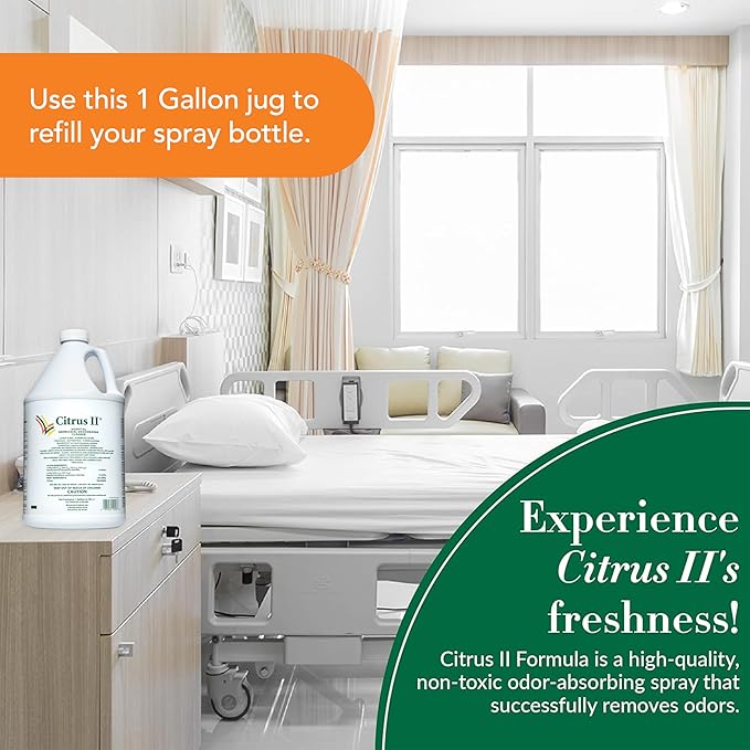 Citrus II Hospital Germicidal Deodorizing Cleaner - Fresh Citrus Scent - 1 Gallon - Refill - Disinfecting Cleaner for Home Hospital and Office Areas
