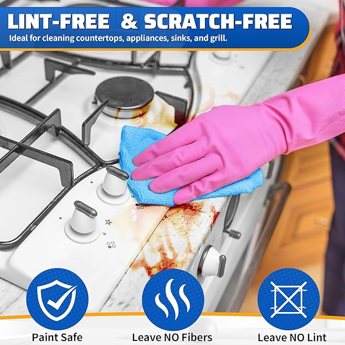 HOMERHYME Shop Towels 150 Pack Cleaning Rags Microfiber Towels Bulk All-Purpose Microfiber Cleaning Cloth Lint-Free Wipe Washcloth for Commercial Garage Automotive &amp Housekeeping 11.5*11.5