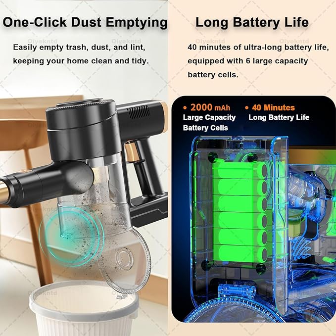 Cordless Vacuum Cleaner Stick Vacuum Cleaner for Home Rechargeable Stick Vacuum Cleaners with Wall-Mount Charging Station&ampAnti-Tangle Lightweight Vacuum for Pet Hair/Carpet