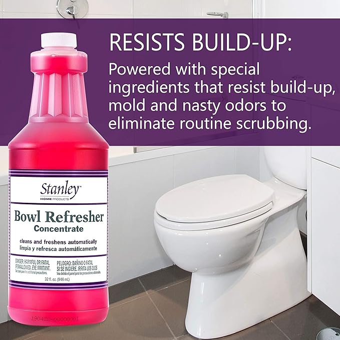 Stanley Toilet Bowl Cleaner &amp Deodorizer Concentrate 32 oz – Wild Rose Scent – Septic‑Safe Bowl Refresher – Cleans Stains &amp Residue with Each Flush (Pack of 3)