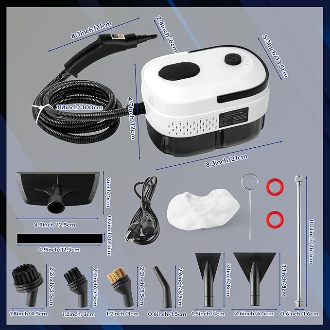 Hand Held Cleaning Steamer - Portable Handheld Steam Cleaner Machine for House Home Car Auto Automotive 3-Level Adjustable 2500W 1.2L Large Capacity High Temperature Steamer