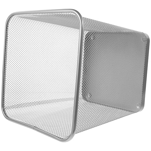 Mesh Trash Can with Iron Frame Ventilated Metal Wastebasket for Home and Office Small Silver Indoor Garbage Container for Dorms Bedrooms Kitchens and Study Rooms