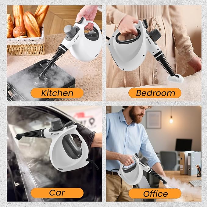 Saker Handheld Steam Cleaner NewPortable Steam Cleaner for Home1050W Steam Cleaner8 Fiber Cloths for Quick Heating &amp Deep Cleaning of Floors Cars and Kitchen