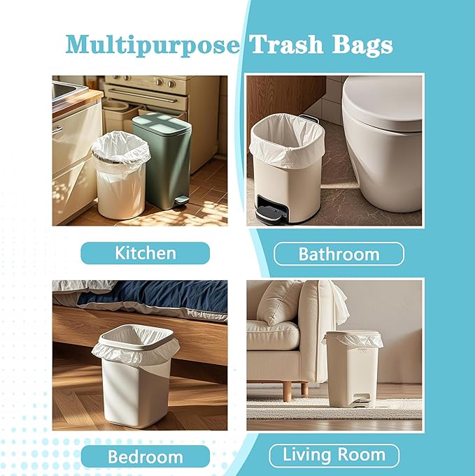 500 Count 5-6 Gallon Trash Bags Strong Small Garbage Bags Bathroom Trash Can Bin Liners Unscented White Wastebasket Liners for Kitchen Office Toilet and Bedroom Cleaning Supplies