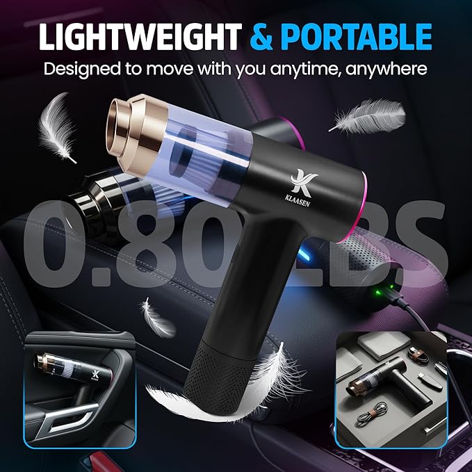 Portable Mini Vacuum Cleaner Dual Power Suction 7.5K &amp 12K Pa with Blower Inflator &amp Suction Power Best Cleaning Tool for Home Office Kitchen &amp Car