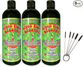 Green Piece® Glass Cleaner 3 Bottles (Made in USA) -16 oz and 5 Piece Mini Metal Nylon Tube Piece Cleaner Brush Set with Keychain Ring Combo