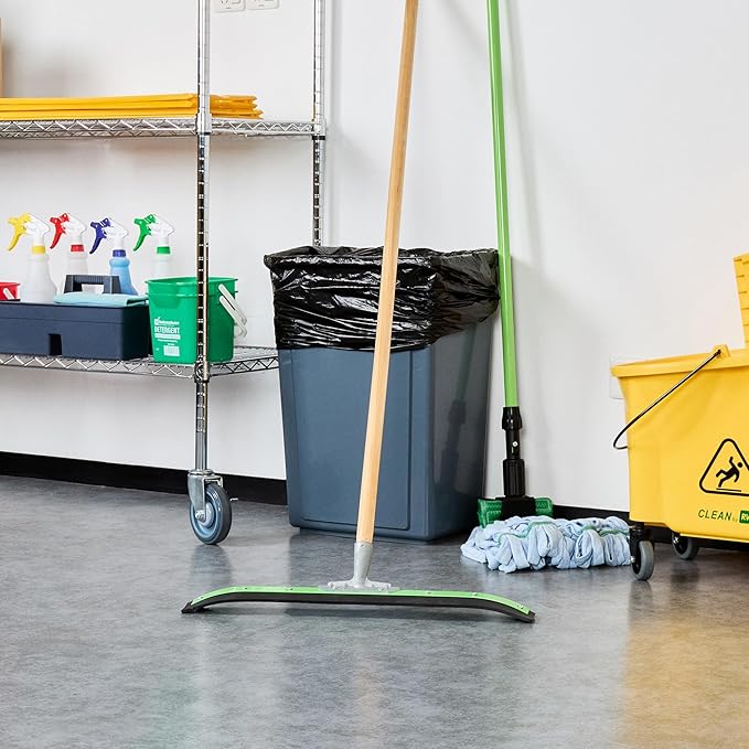 Restaurantware-SQUEEGEE ONLY: Clean Tek Professional 24 Inch Curved Floor Squeegee 1 Broom With Rubber Blade - Handle Sold Separately Heavy-Duty Green Steel Wiper Ideal For Floor Tiles