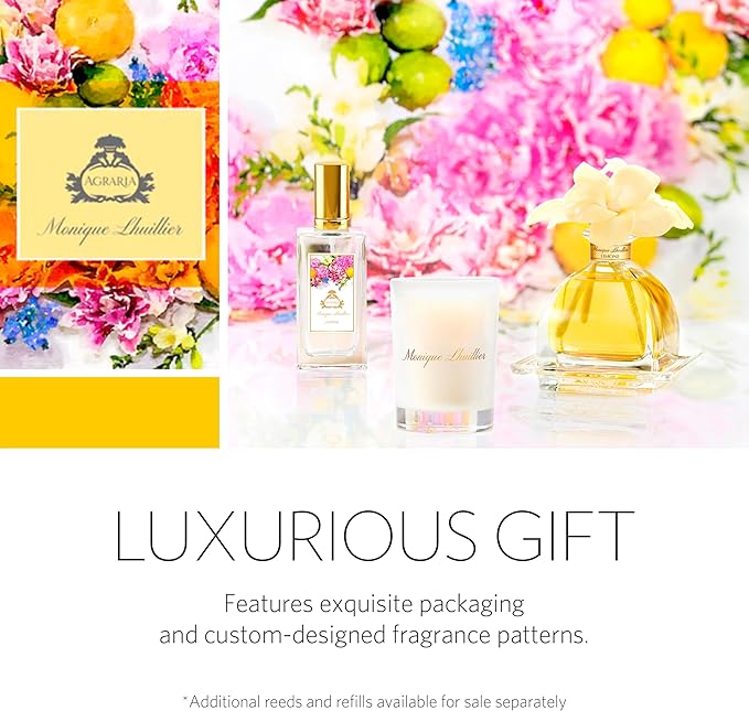 AGRARIA Monique Lhuillier Limone Scented AirEssence Diffuser 7.4 Ounces with Reeds and Flowers