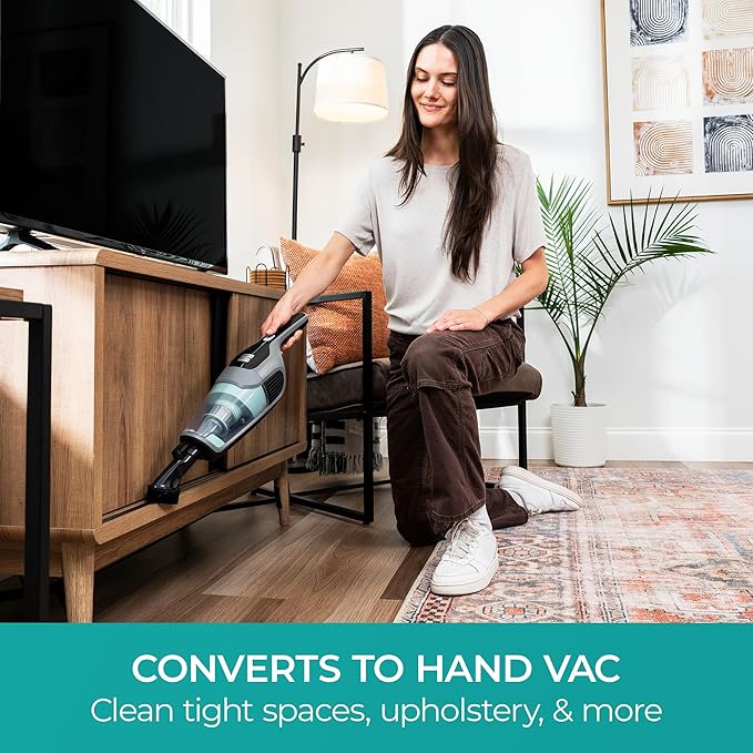 Kenmore 200 Series DS2010 Cordless Stick Vacuum Lightweight Cleaner 2-Speed Power Suction LED Headlight 2-in-1 Handheld for Hardwood Floor Carpet &amp Pet Hair