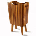 2 Gallons Wooden Trash Can 4 Legs - Acacia Wooden Bin Wood Bathroom Accessories - Small Bin Waste Basket for Bedroom Office Garbage Can - Decorative Bathroom Trash Can - Patent Pending