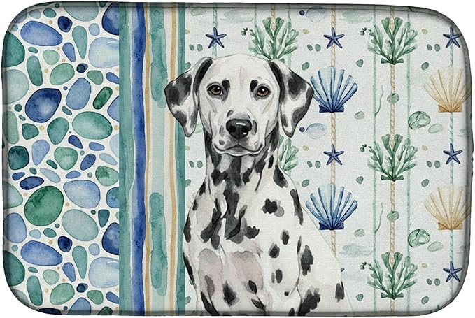 Caroline's Treasures Dalmatian Coastal Sea Glass Dish Drying Mat Absorbent Dish Drying Mat Pad for Kitchen Counter Dish Drainer Mat for Countertop 14 x 21 Multicolor