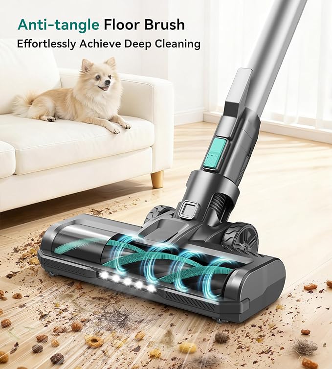 S10K Cordless Vacuum Cleaner 55Kpa 60mins Lightweight Stick Vacuum with Powerful Suction for Home Rechargeable Self-Standing Handheld Vacuum Cleaners for Hardwood Floors Carpets Pet Hair