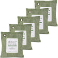 Moso Natural Air Purifying Bag 200g (5 Pack). A Scent Free Odor Eliminator for Cars Closets Bathrooms Pet Areas. Premium Moso Bamboo Charcoal Odor Absorber. Two Year Lifespan! (Green)