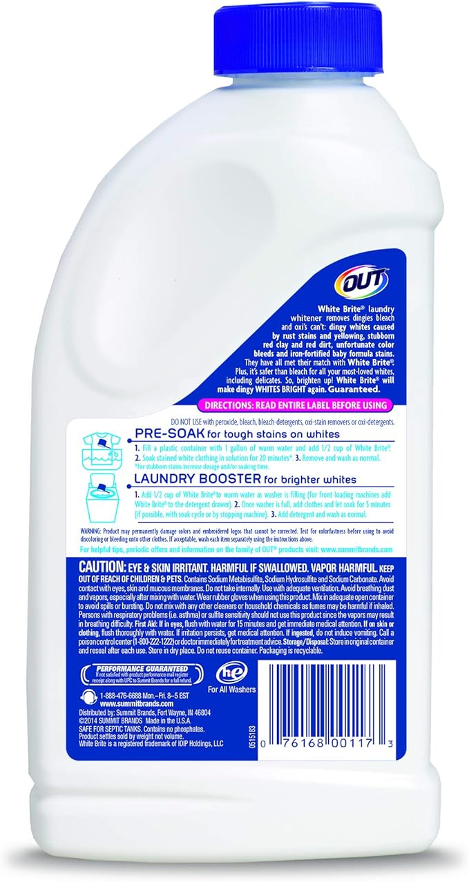 OUT White Brite Laundry Whitener and Multipurpose Rust Stain Remover Powder and Spray Gel