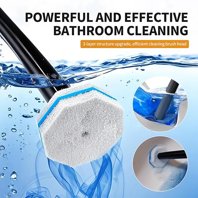 Disposable Toilet Brush - Toilet Bowl Cleaner Toilet Cleaning Supplies Toilet Brush with Holder Toilet Bowl Cleaner Wands40 Refills for Toilet Cleaning and Hygienic Bathroom Maintenance