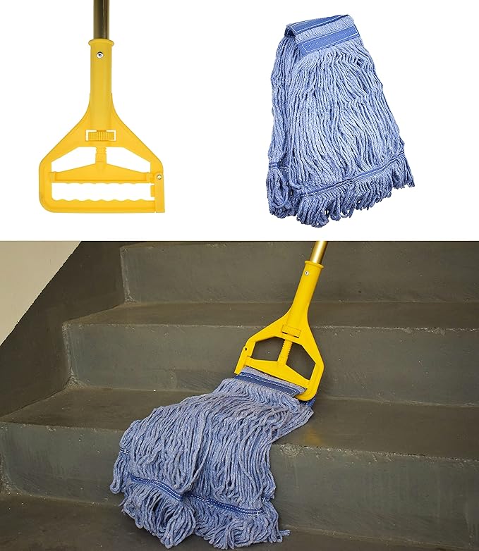 Mop Head Replacement Commercial Heavy Duty String Blue Wet Mop Heads for 3 Typs Commercial Mop Handle(6MediumWeight 16oz)