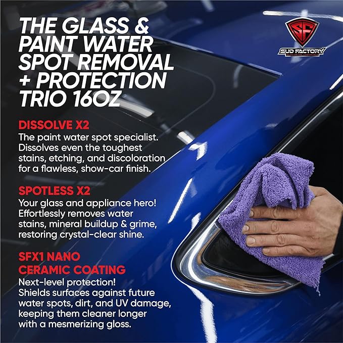 Sud Factory Ultimate Upgraded Paint Glass Water Spot &amp Stain Removers Plus Protection Coating for Cars Homes &amp Boats Bundle Of 3